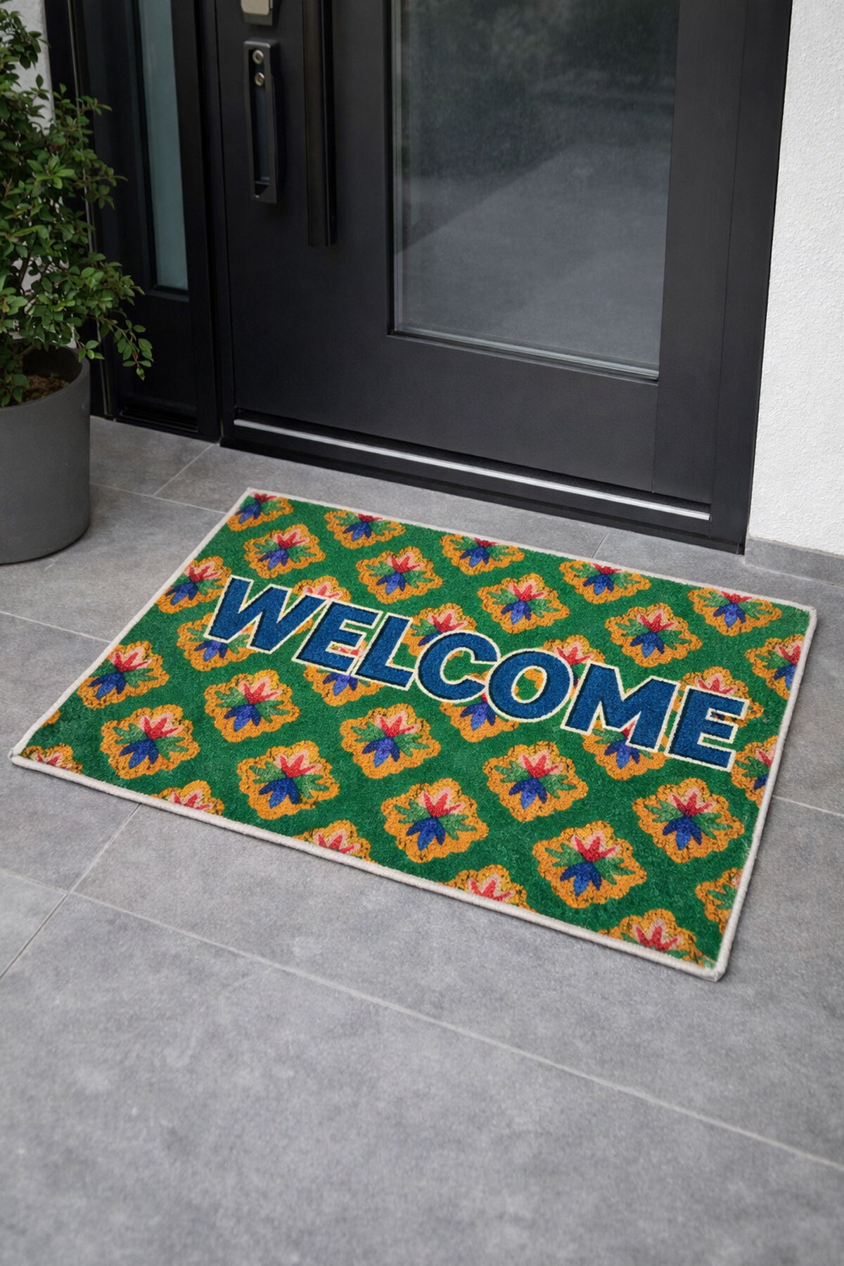 Welcome Anti-Slip Base Washable Digital Color Door Front Mat Indoor & Outdoor Mat