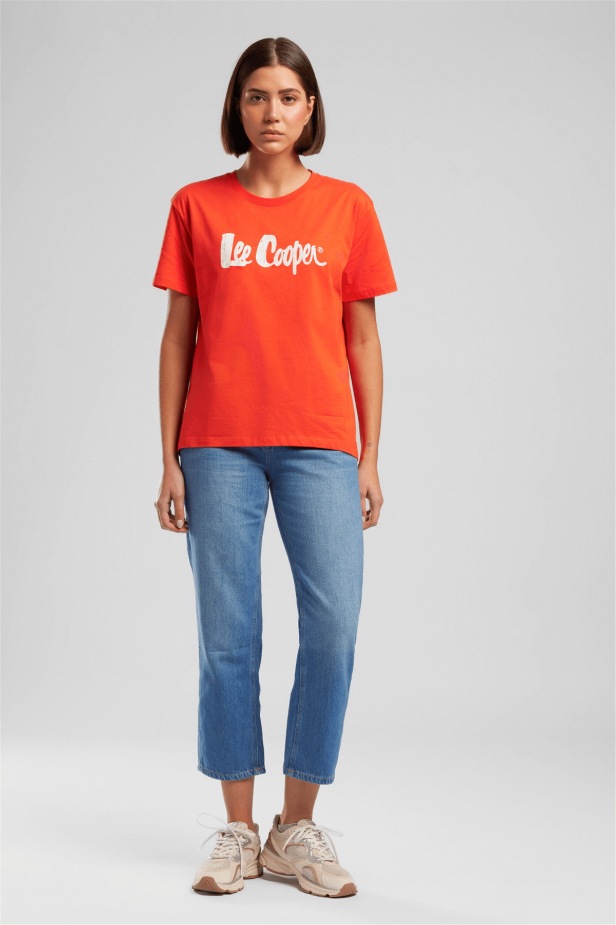 Londonlogo Women's Casual Cut 100% Cotton Printed Crew Neck T-Shirt Orange