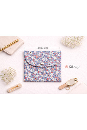 Markasız ucuz Kitkap Mini Organizer & Çanta içi Düzenleyici & Mavi Lila Çiçekli