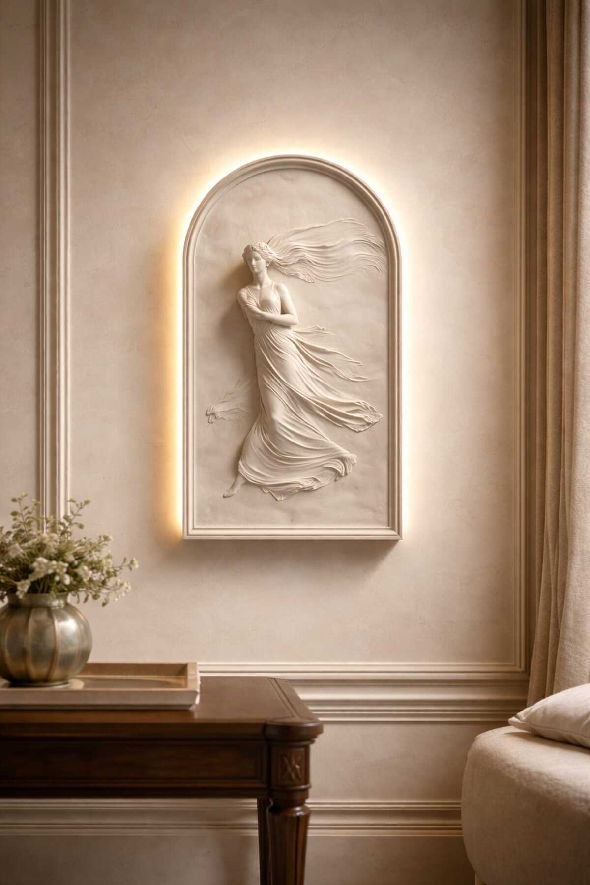 Storm move Embossed Woman Figure Wall and Table Decor 3D Wall Sculpture Ancient Roman Greek Sculpture 25cm