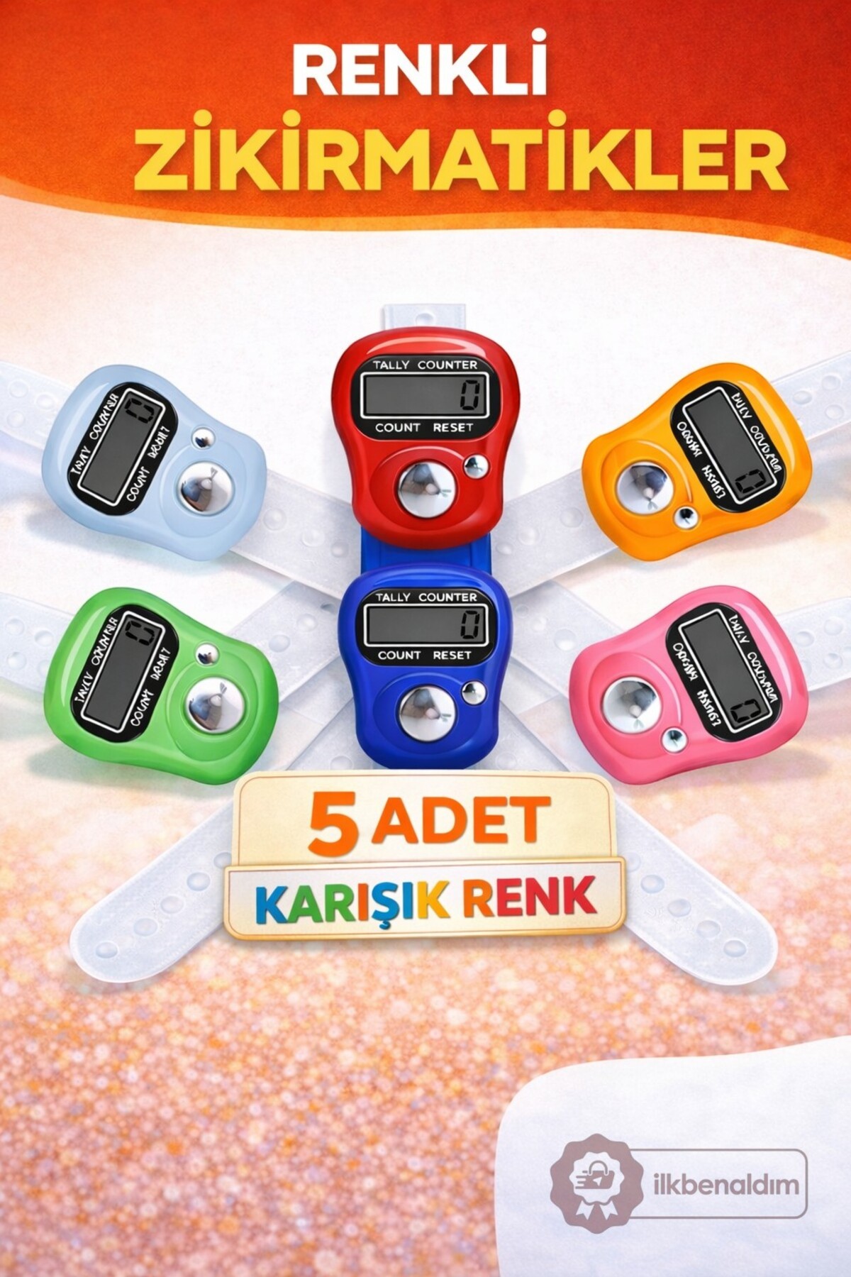 5 Pcs Zikirmatik Digital Rosary Counter Finger Zikirmatik Mixed Color Rosary for Dispensing