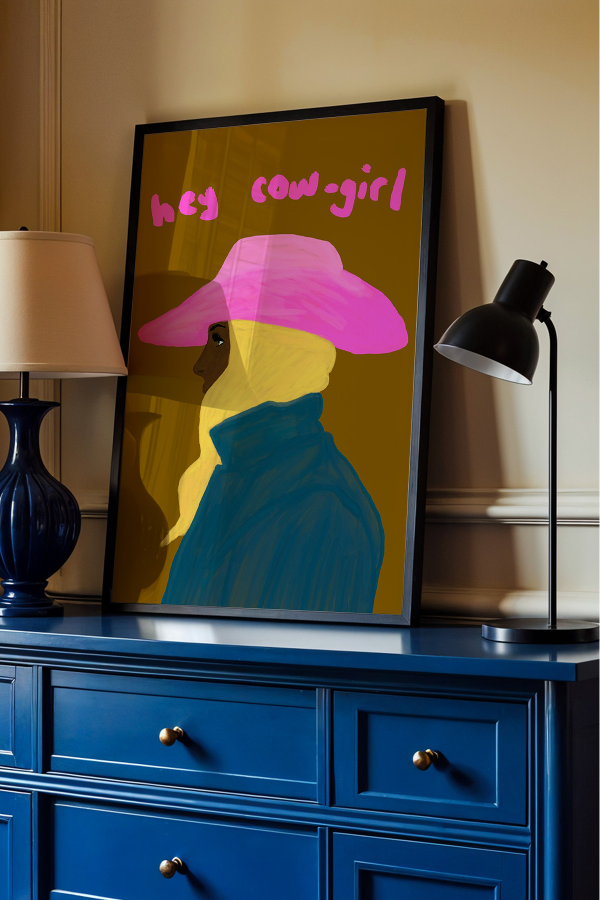 Cowgirl Tablo Western Kadın Poster Modern Duvar Dekoru Çerçevesiz