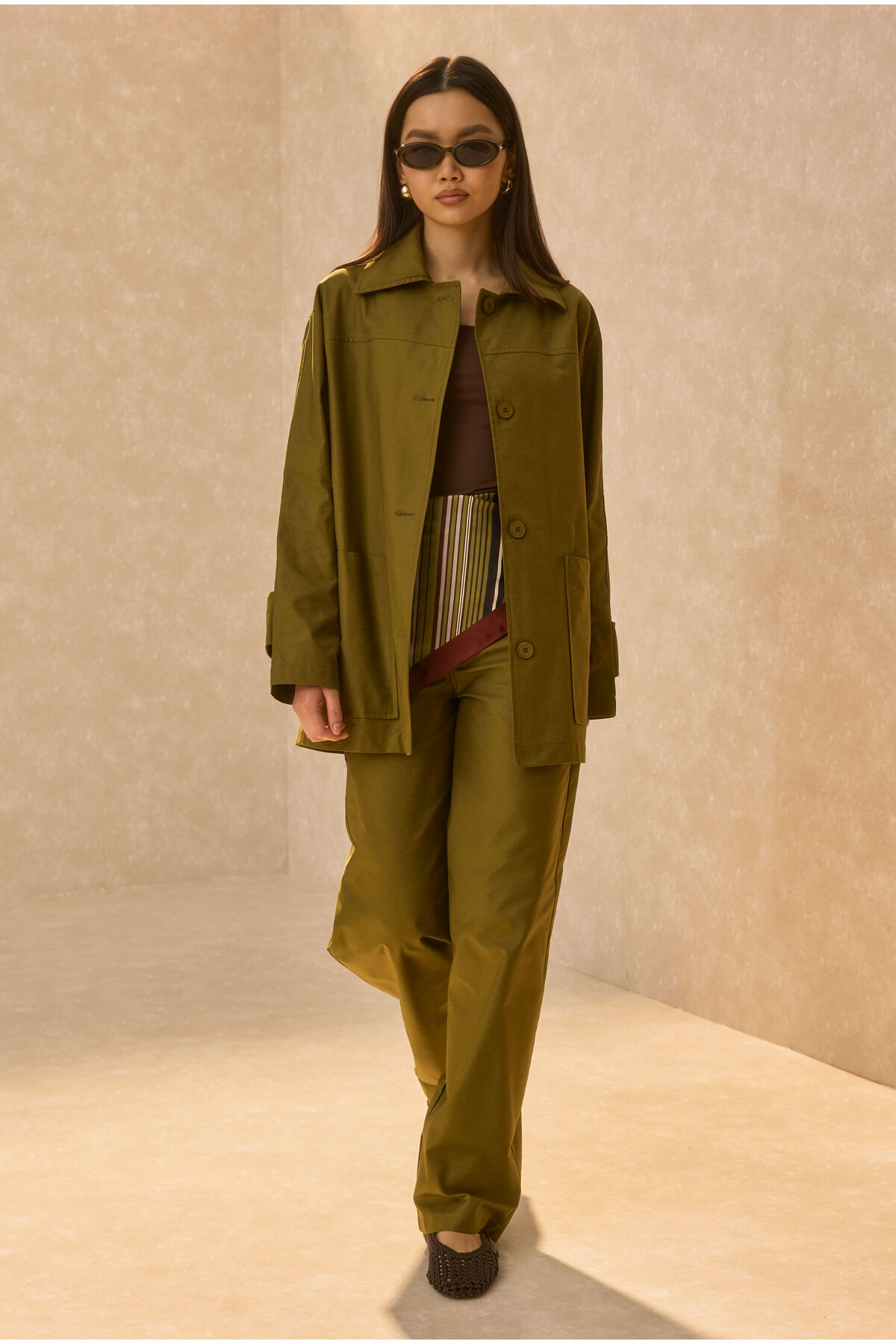 HEQA Basic Gabardin Ceket Yağ Yeşili görsel 6