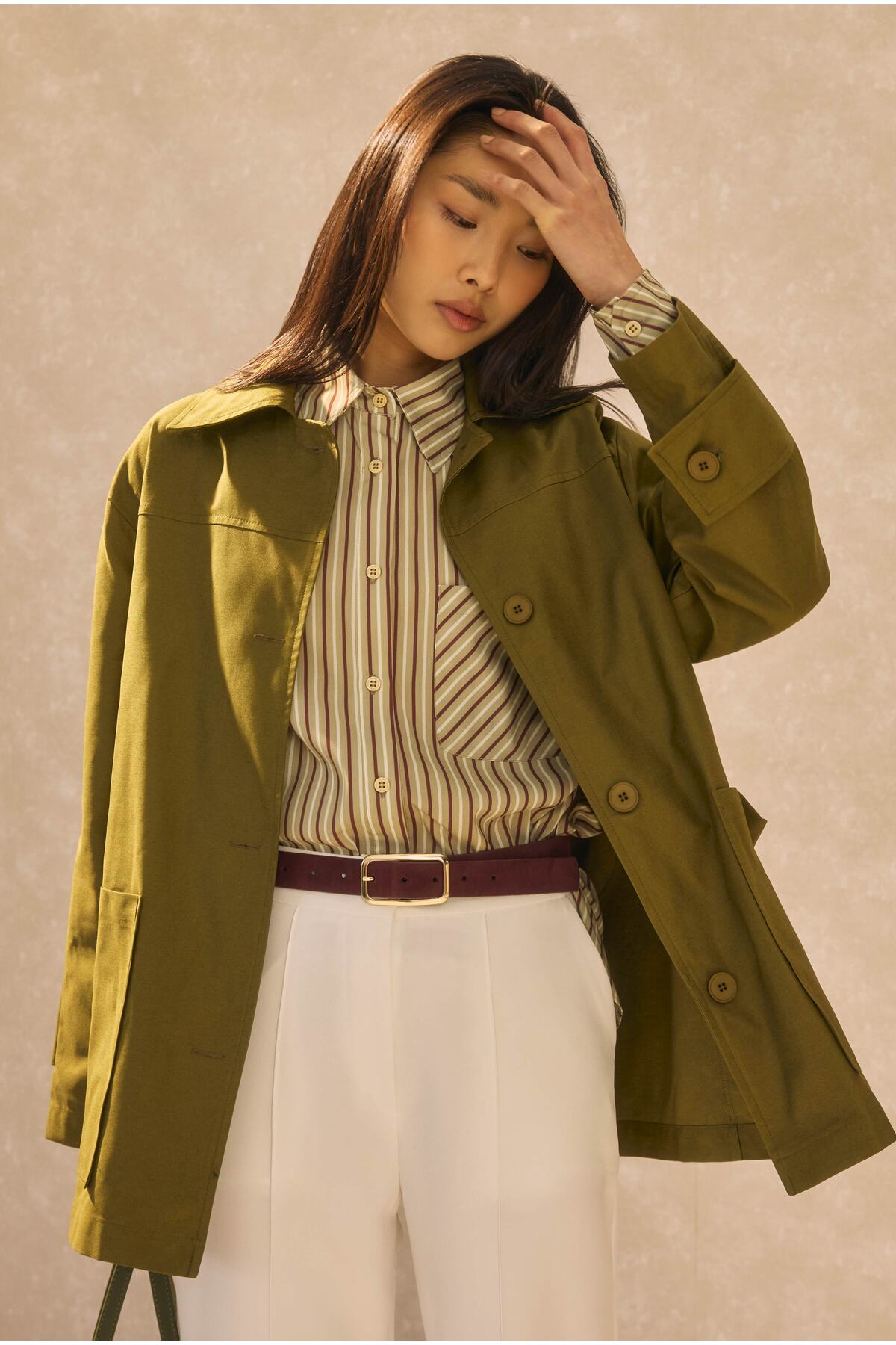 HEQA Basic Gabardin Ceket Yağ Yeşili görsel 2