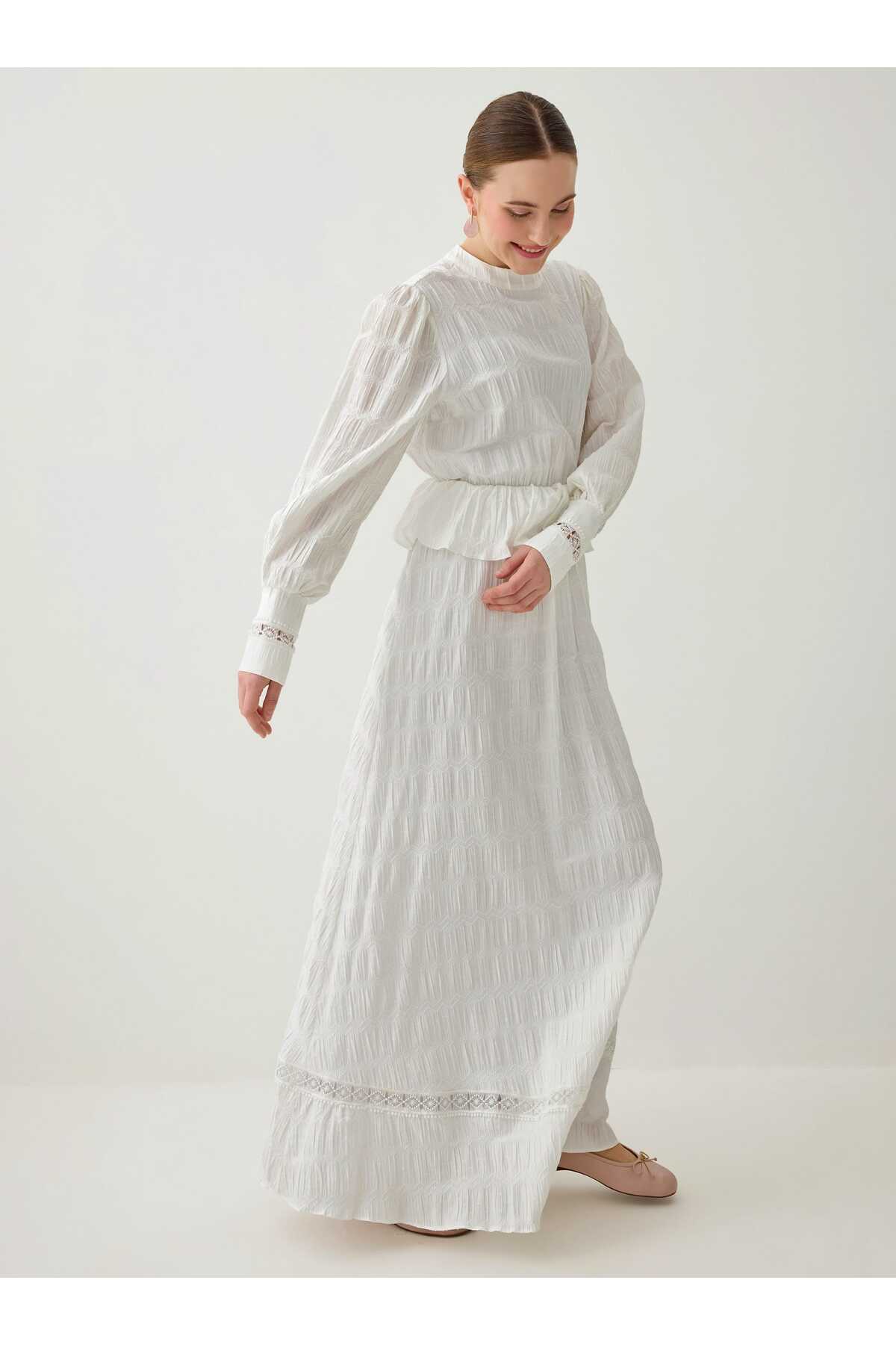 dress modanisa White Dresses with Best Prices Package:Three-piece set (women's) Beautiful Blue Gown Dress prime Wedding dress