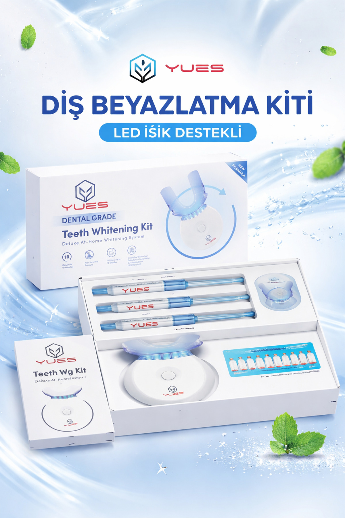 YUES Diş Beyazlatıcı Set 5 LED Işıklı Diş Beyazlatma Kiti 3x3 ml Jel Kalem - Fiyatı, Yorumları