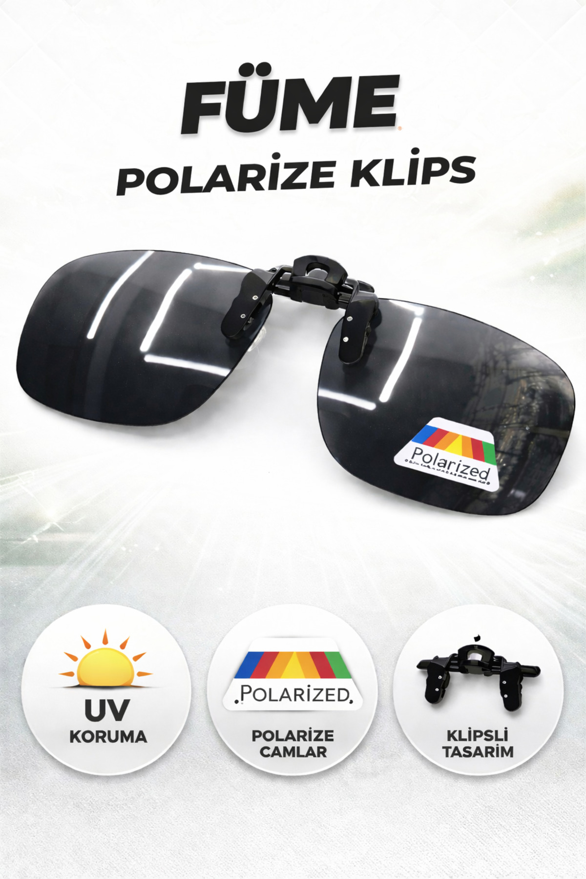 Optic Master Gözlük Klipsi Polarize Kahverengi Küçük Boy 39x60 MM
