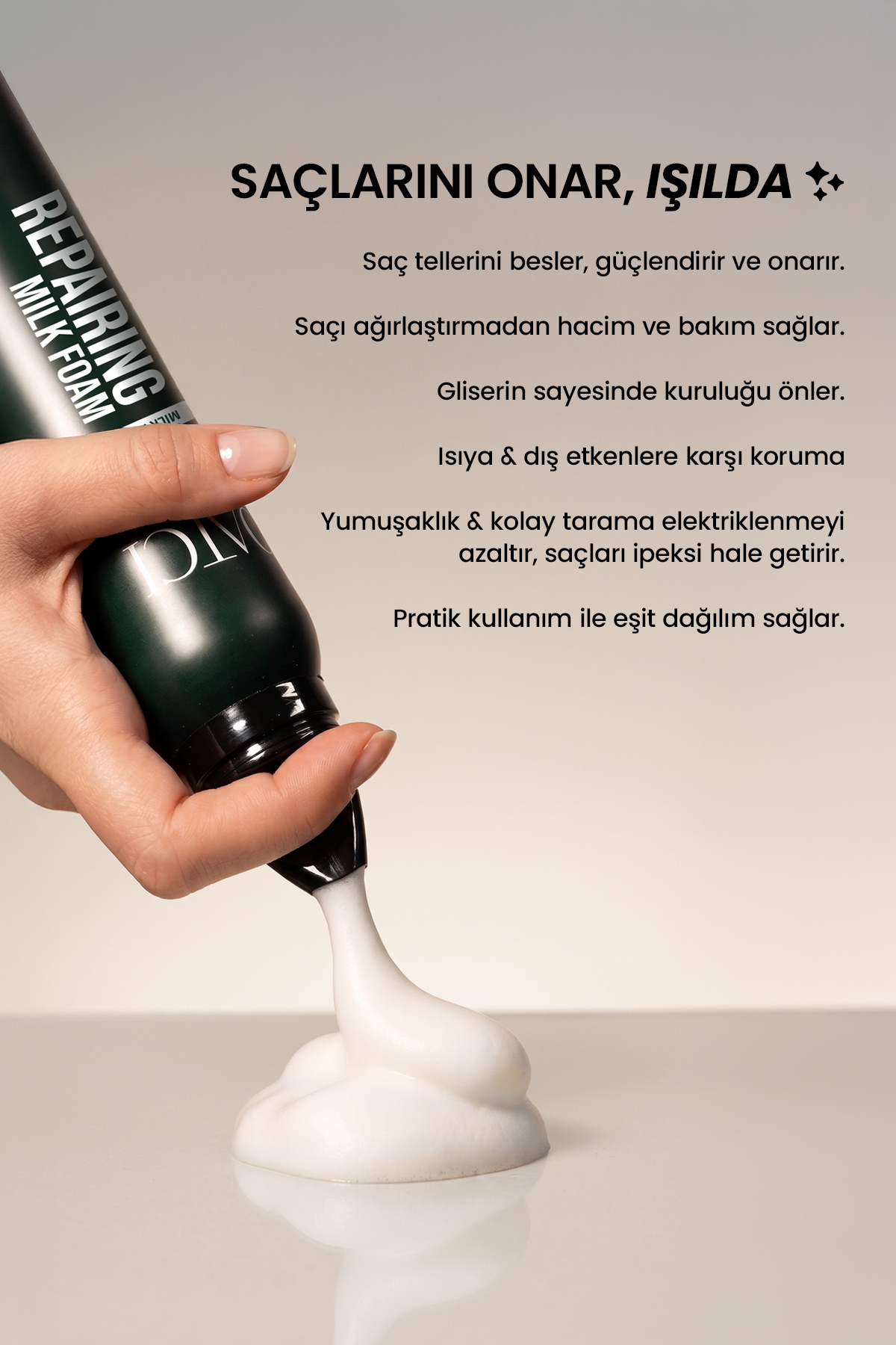 Süt Proteinli Yoğun Besleme ve Onarıcı Saç Bakım Köpüğü — 8684808759647 — تصویر 2 از 3