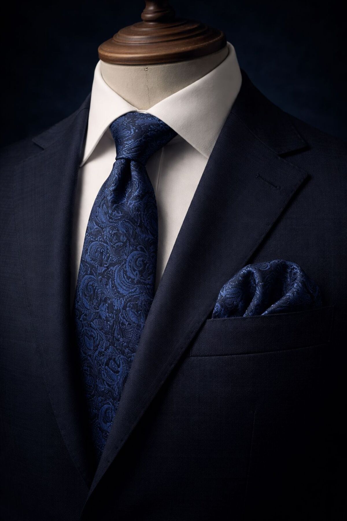 vavazel  Lacivert Şal Desen Mendil Kravat