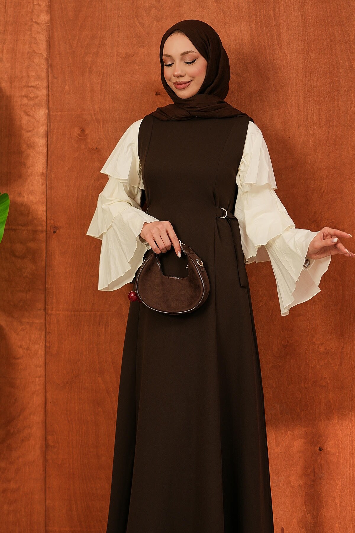 İmajButik  Kahverengi Kendinden Kemerli Dabıl Jile - Görsel 2