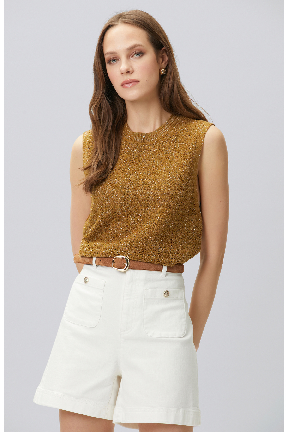 Camel Wide Opaque Knit Sweater