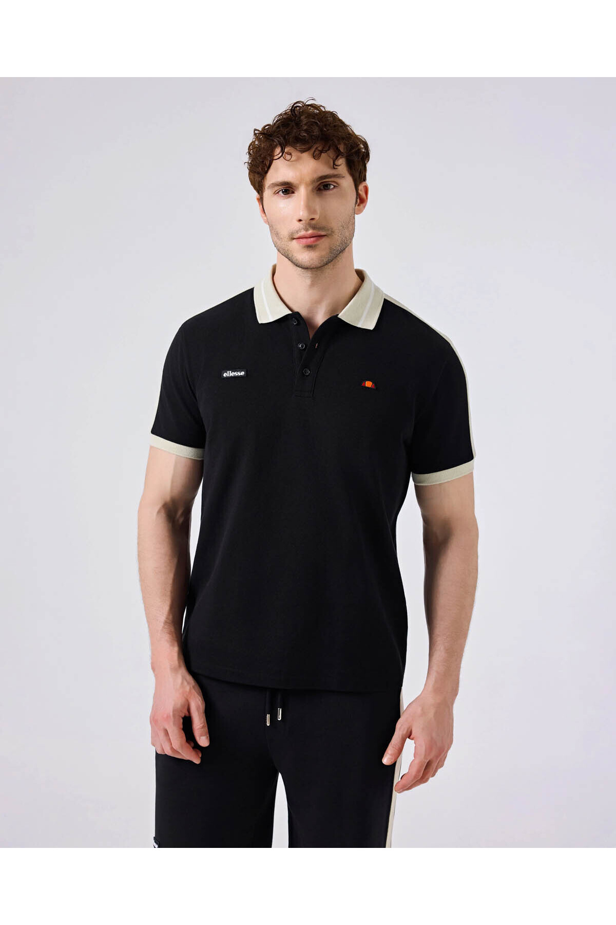 Men's Black Polo Neck T-shirt 6Sm5016