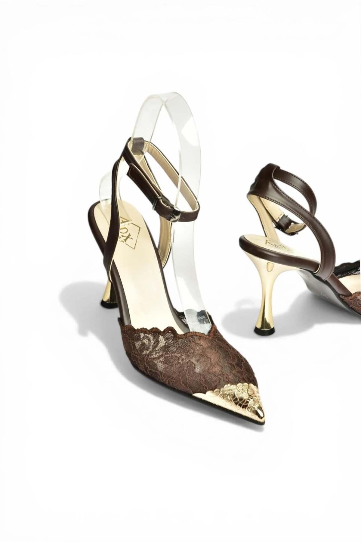 Fox Shoes  Y752093806 Kahverengi Dantel İnce Galveniz Topuklu Kadın Ayakkabı - Görsel 8