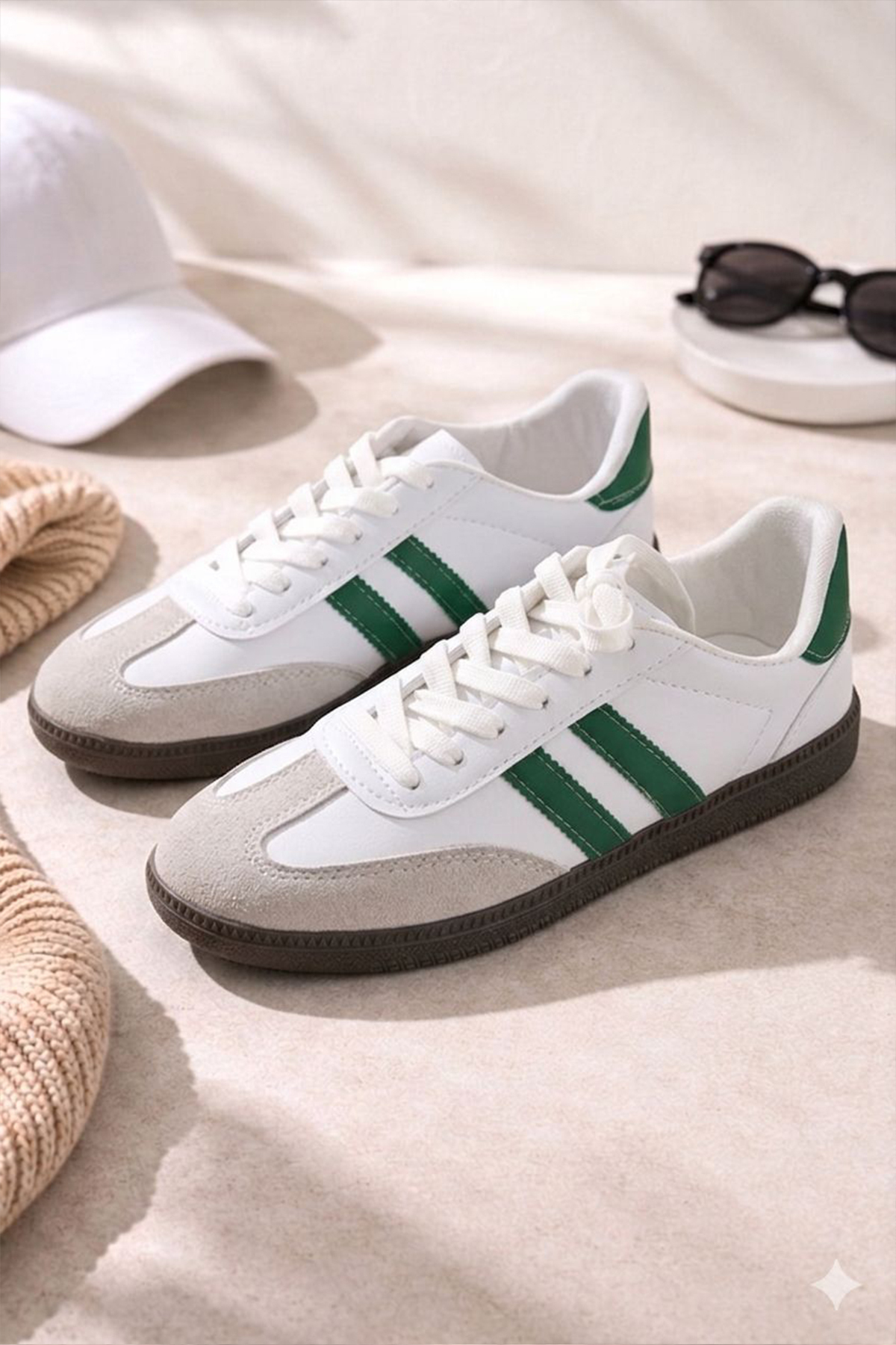 FLY STEP Unisex Stil Şık Rahat Hafif Günlük Yandan Şeritli Bağcıklı Yürüyüş Koşu Sneaker Spor Ayakkabı — سفید FLY-2Bant