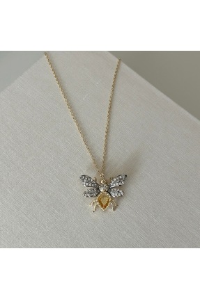 HezaJewelrry Calys Arı Detaylı Gold Çelik Kolye