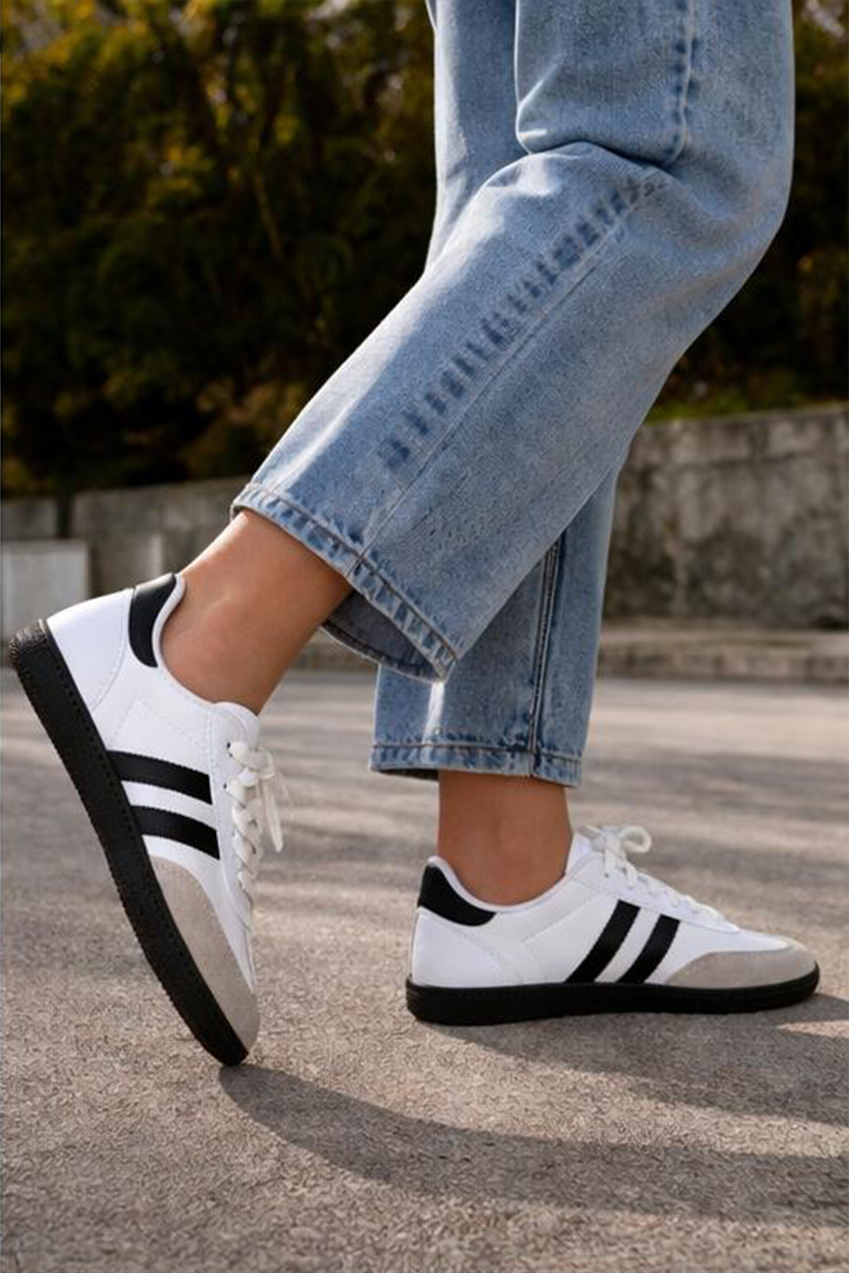 FLY STEP Unisex Stil Şık Rahat Hafif Günlük Yandan Şeritli Bağcıklı Yürüyüş Koşu Sneaker Spor Ayakkabı görsel 5