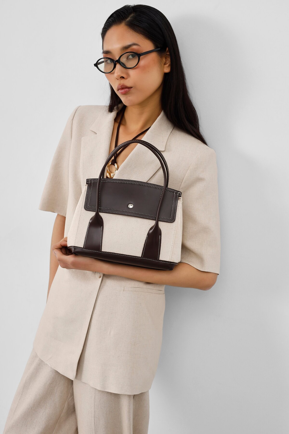 るる Shule Bags Suede Garnili Kanvas El ve Çapraz Kahve - Fiyatı, Yorumları