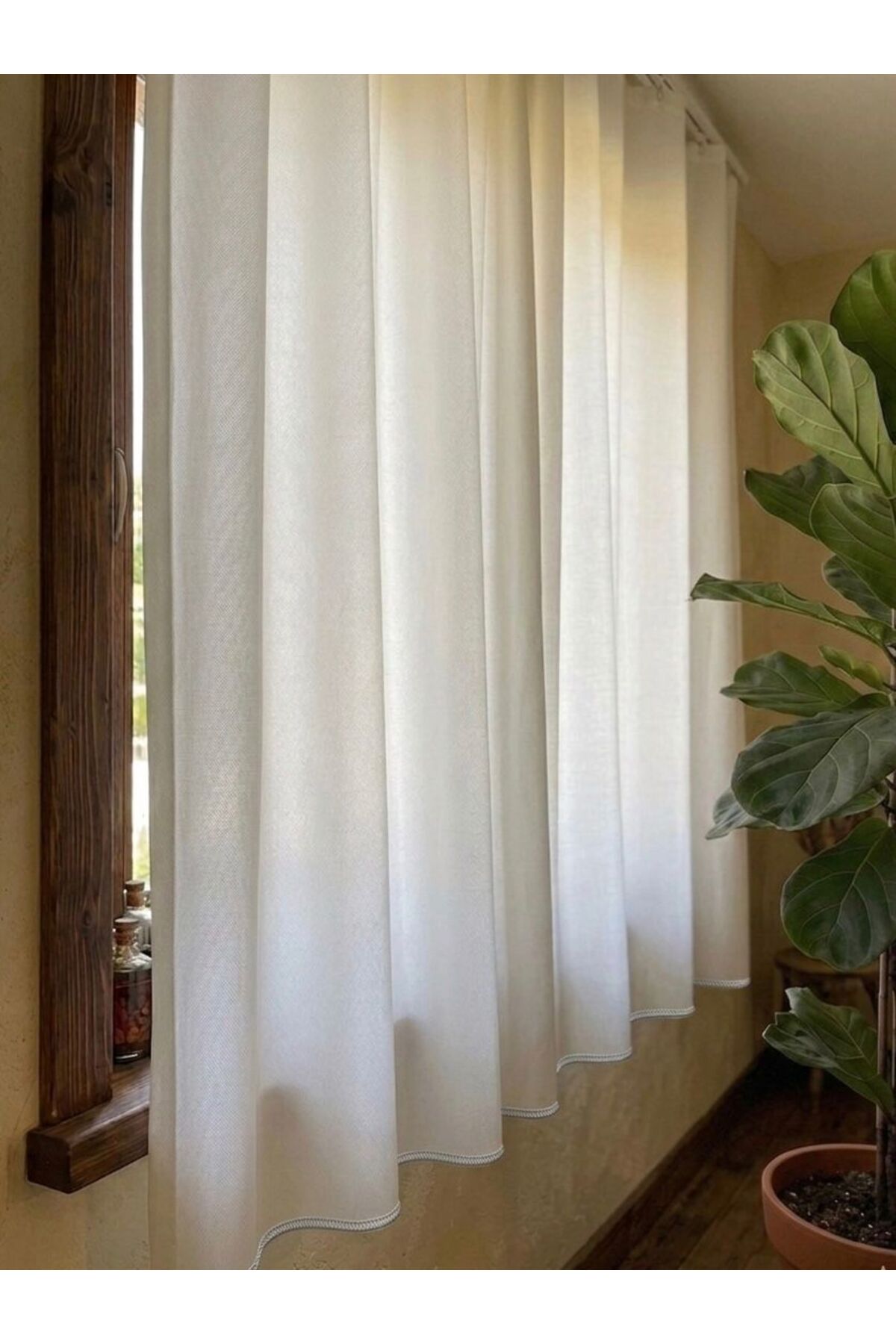 White Sunshade Skirt Leaded Non-Iron Sunshade Curtain FIRST IN TURKEY