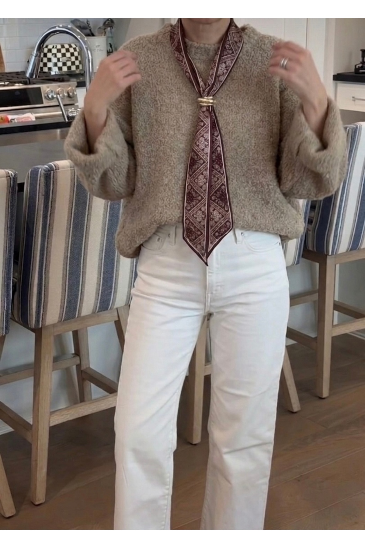 Damson Color Thin Buckle Long Scarf