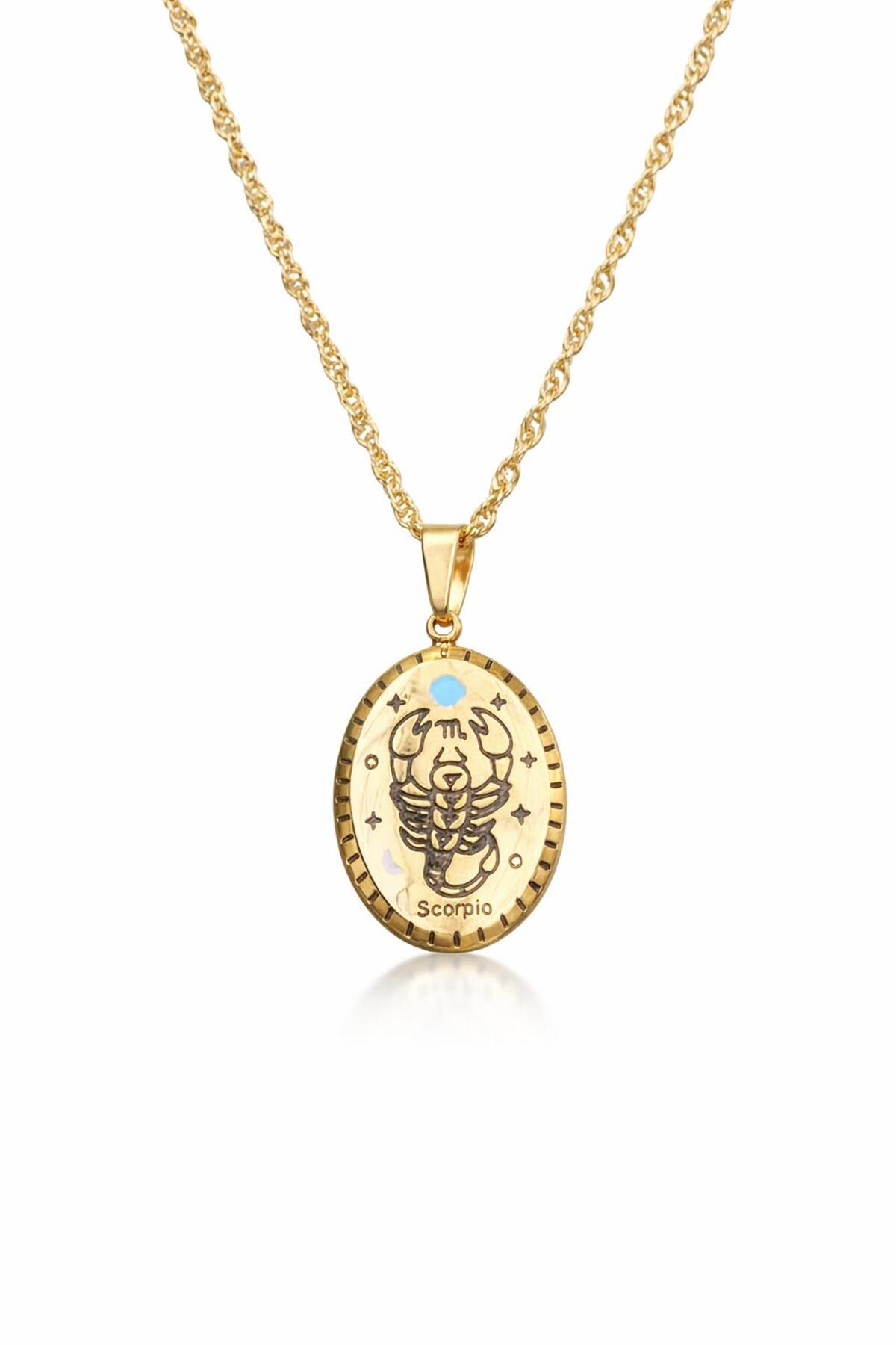 Scorpio (Akrep Burcu) Gold Renk Çelik Kolye