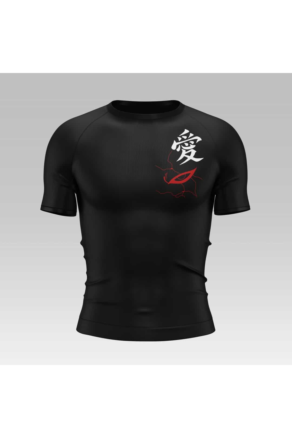 Yokedwear Gaara Compression Dar / Slim Bisiklet Yaka Tişört siyah Unisex Genç görsel 4