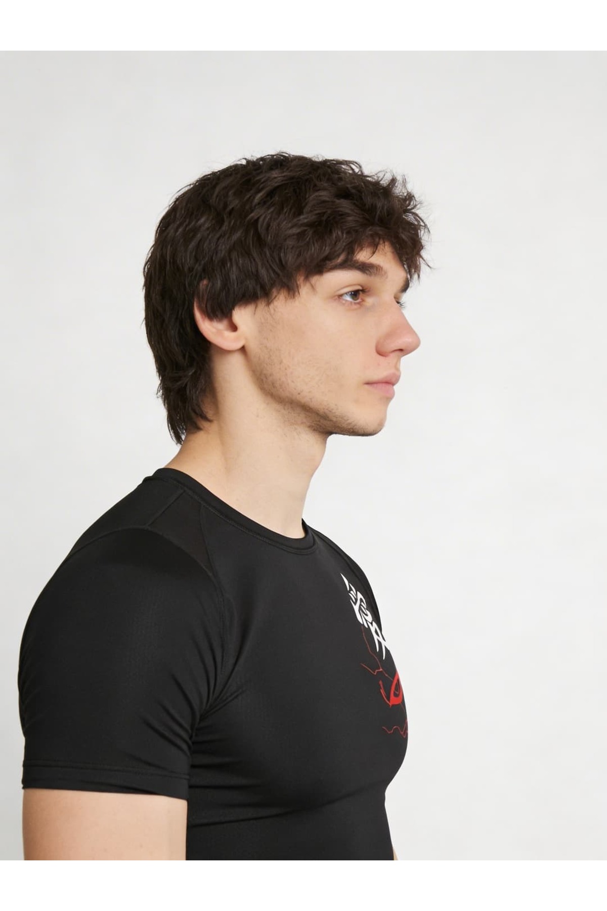 Yokedwear Gaara Compression Dar / Slim Bisiklet Yaka Tişört siyah Unisex Genç görsel 2