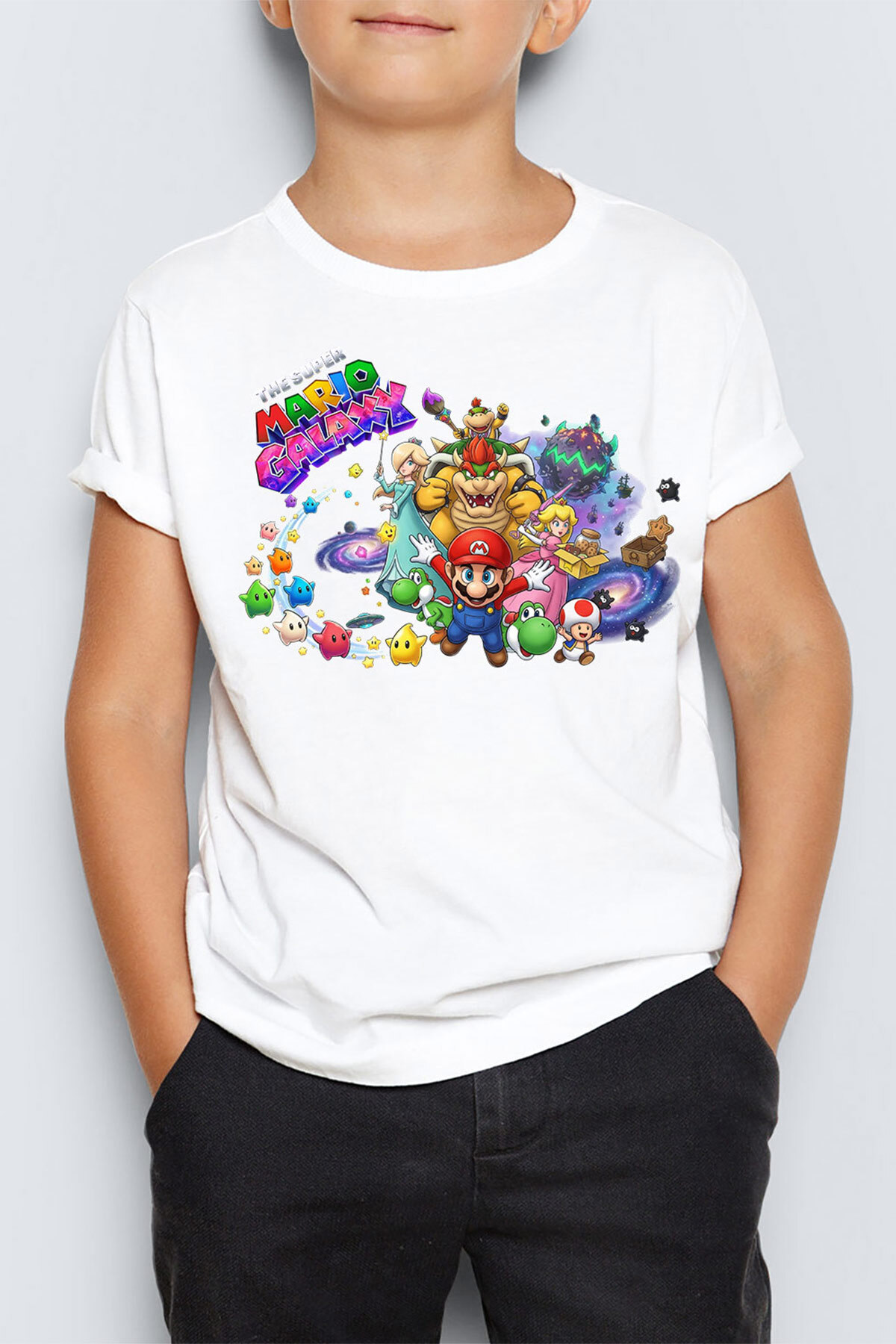 Morinna Super Mario Galaxy Printed Unisex Kids' T-Shirt for Ages 4