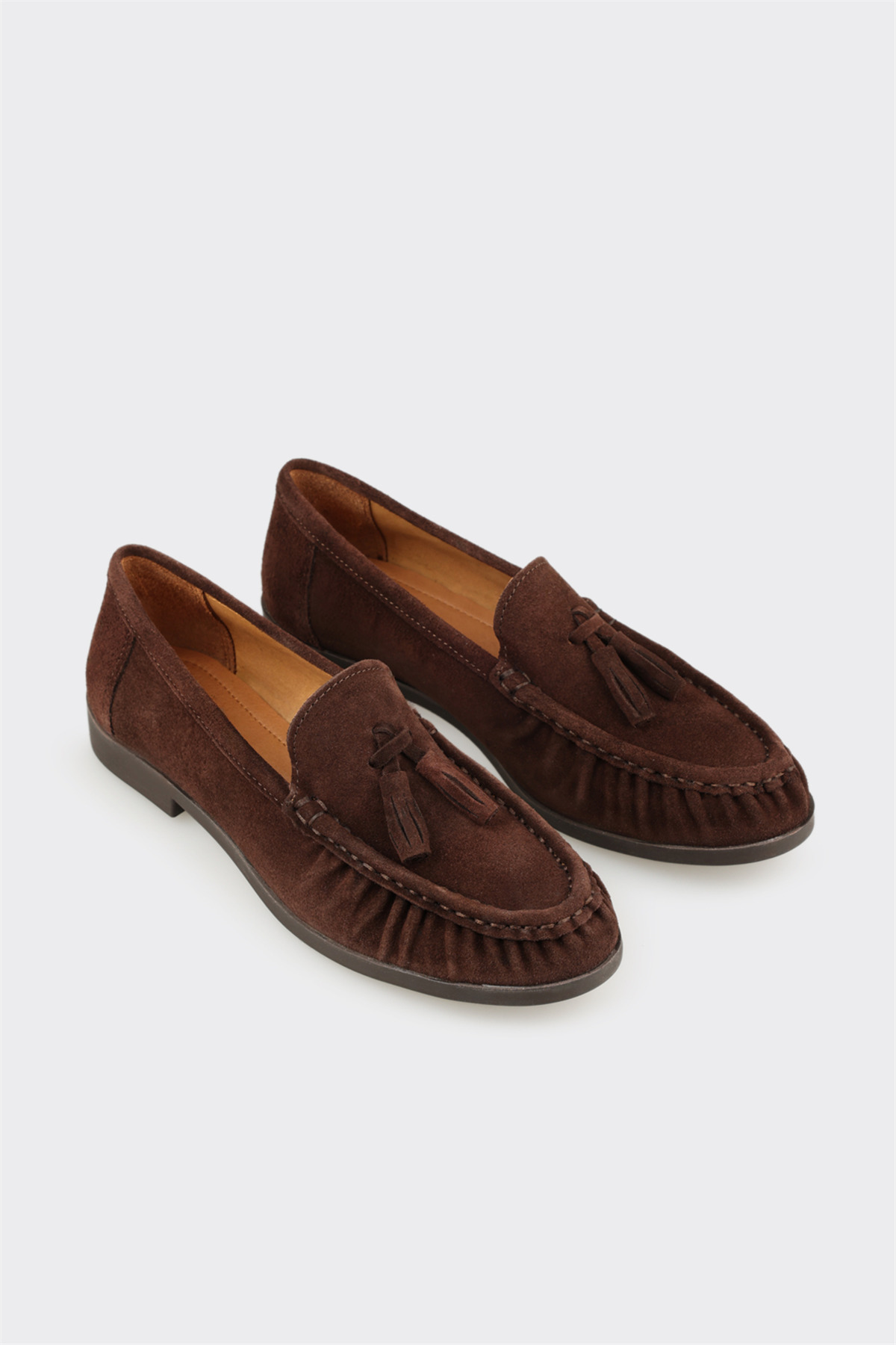 Elle Shoes Kahve Deri Kadın Günlük Ayakkabı görsel 2