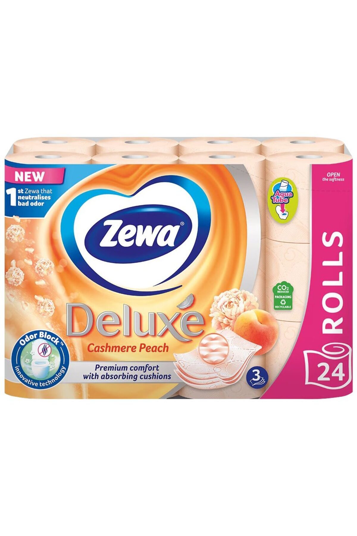 Zewa Hârtie igienică, ZEWA, Deluxe Cashmere Peach, 3 straturi, pachet de 24 role