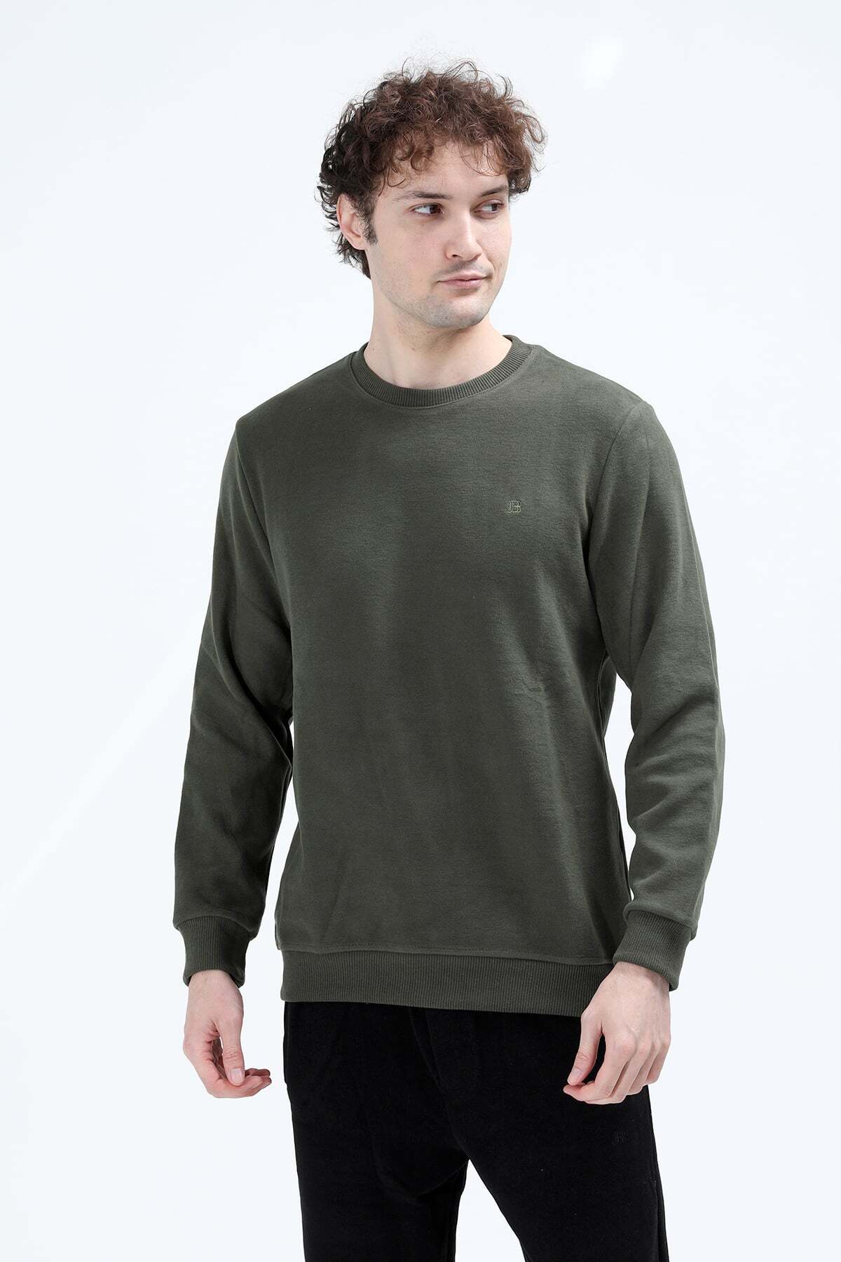 JB John Borners Men's Crew Neck Embroidered Sweatshirt Green - 26K 6138