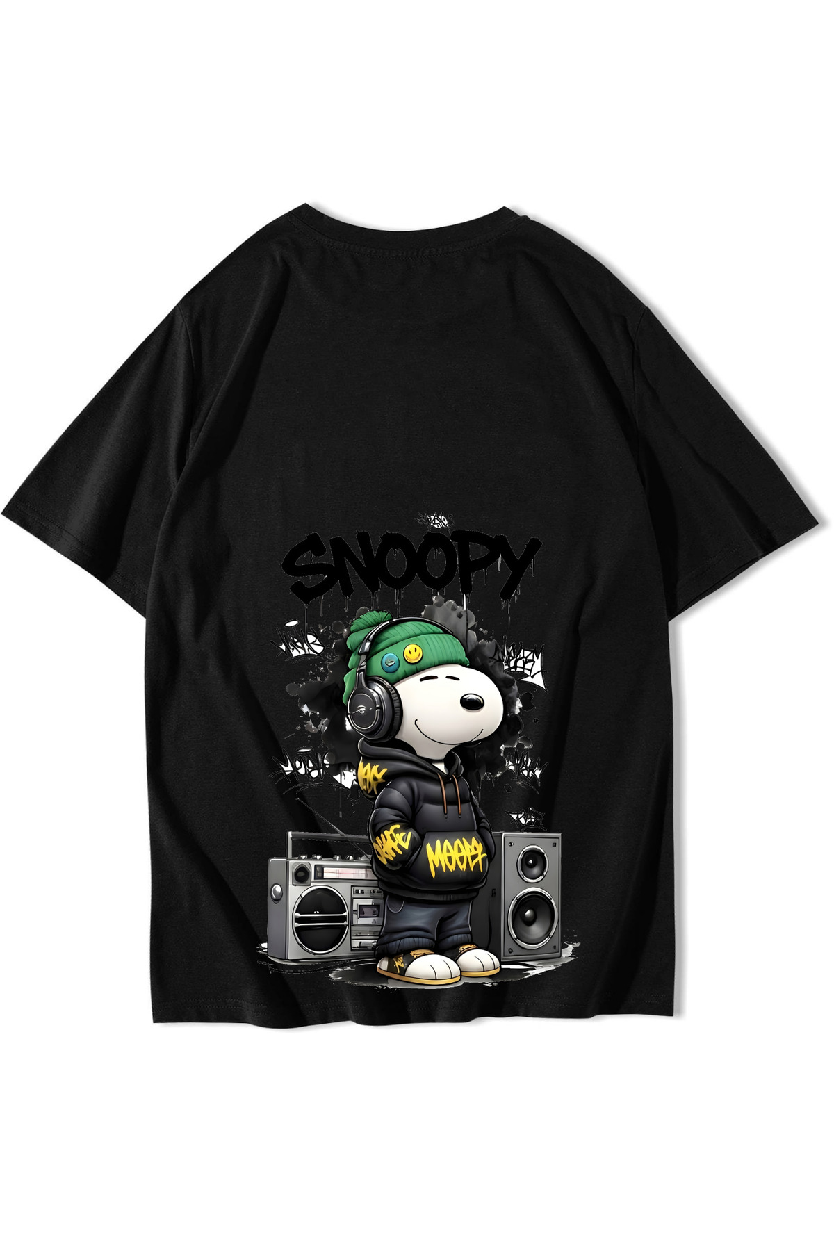 BRZ COLLECTION Unisex Oversize Snoopy T-shirt Siyah - Fiyatı