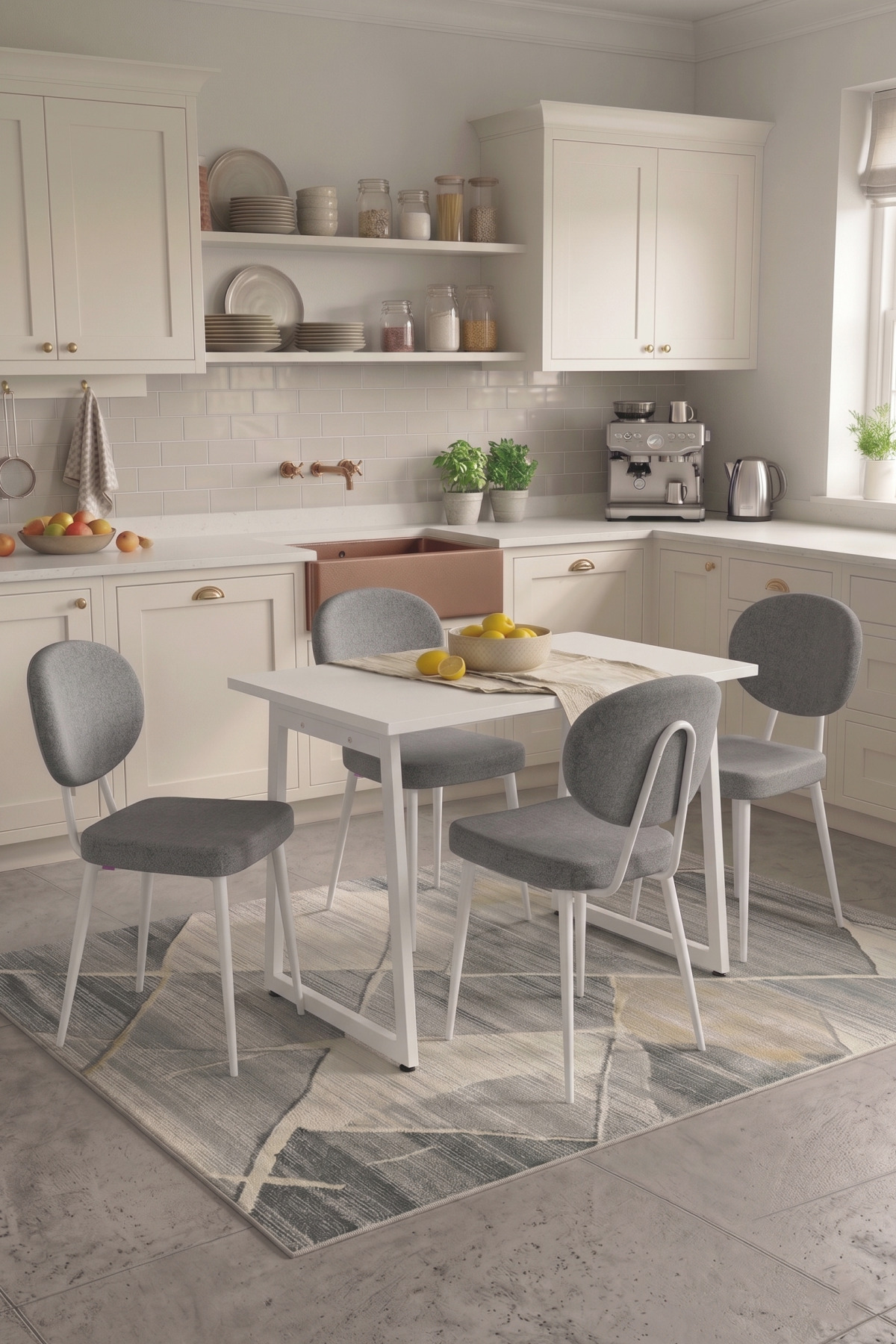 Sea Chair Biga MDF Fixed Metal Leg Kitchen Table Set - 70x120 cm