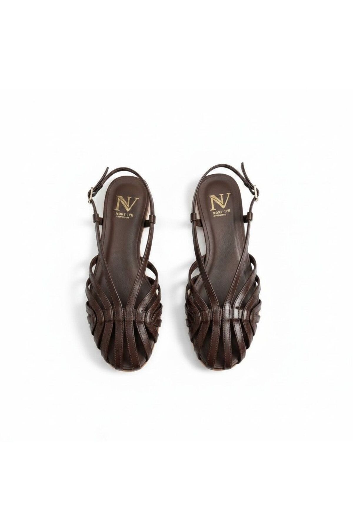 NE&VE SHOES Kahve Deri Biye Kadın Günlük Sandalet