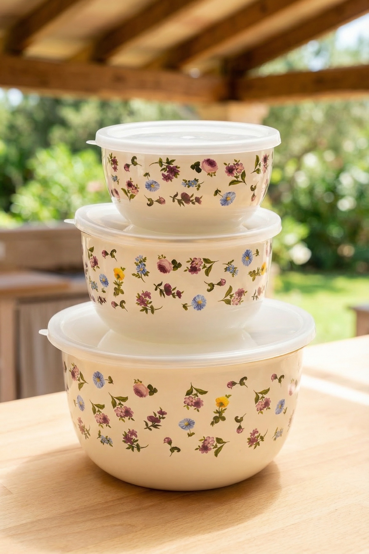 Petit Fleur Emaye 3 lü Saklama & Karıştırma Kabı