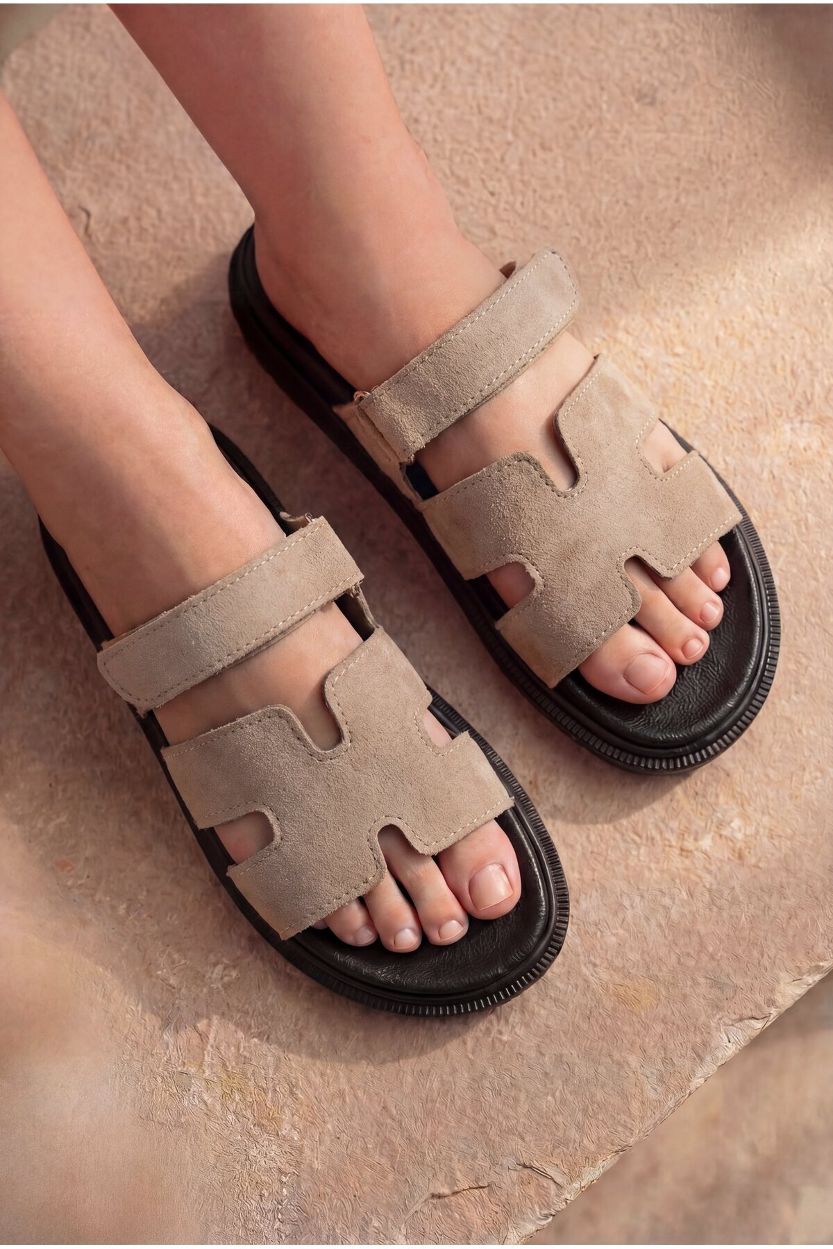 Shoebuo Ženske letnje stilske sandale sa čičak trakama, udobnim đonom, papuče...