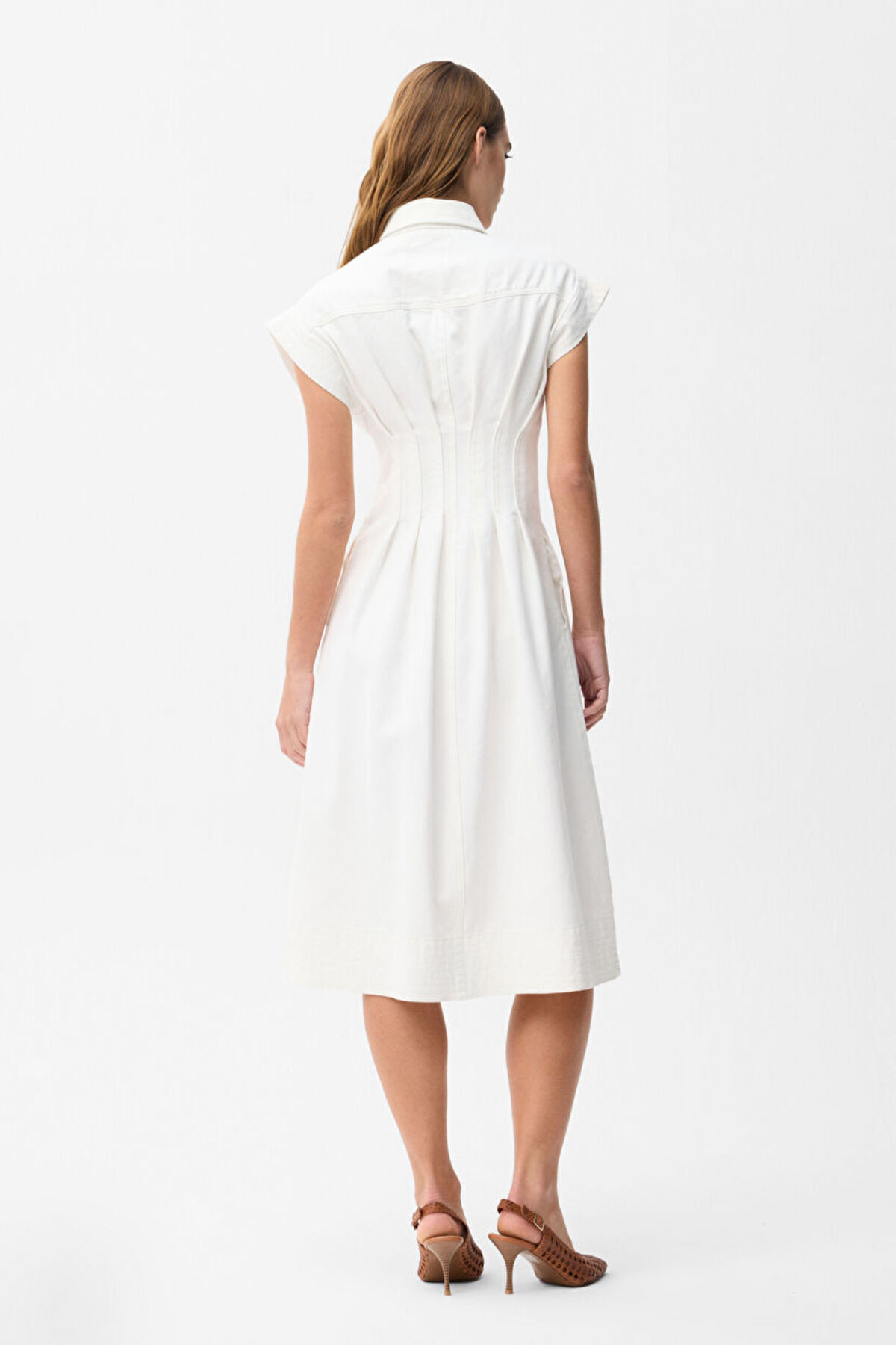 adL  Dikiş Detaylı Denim Elbise - Görsel 5