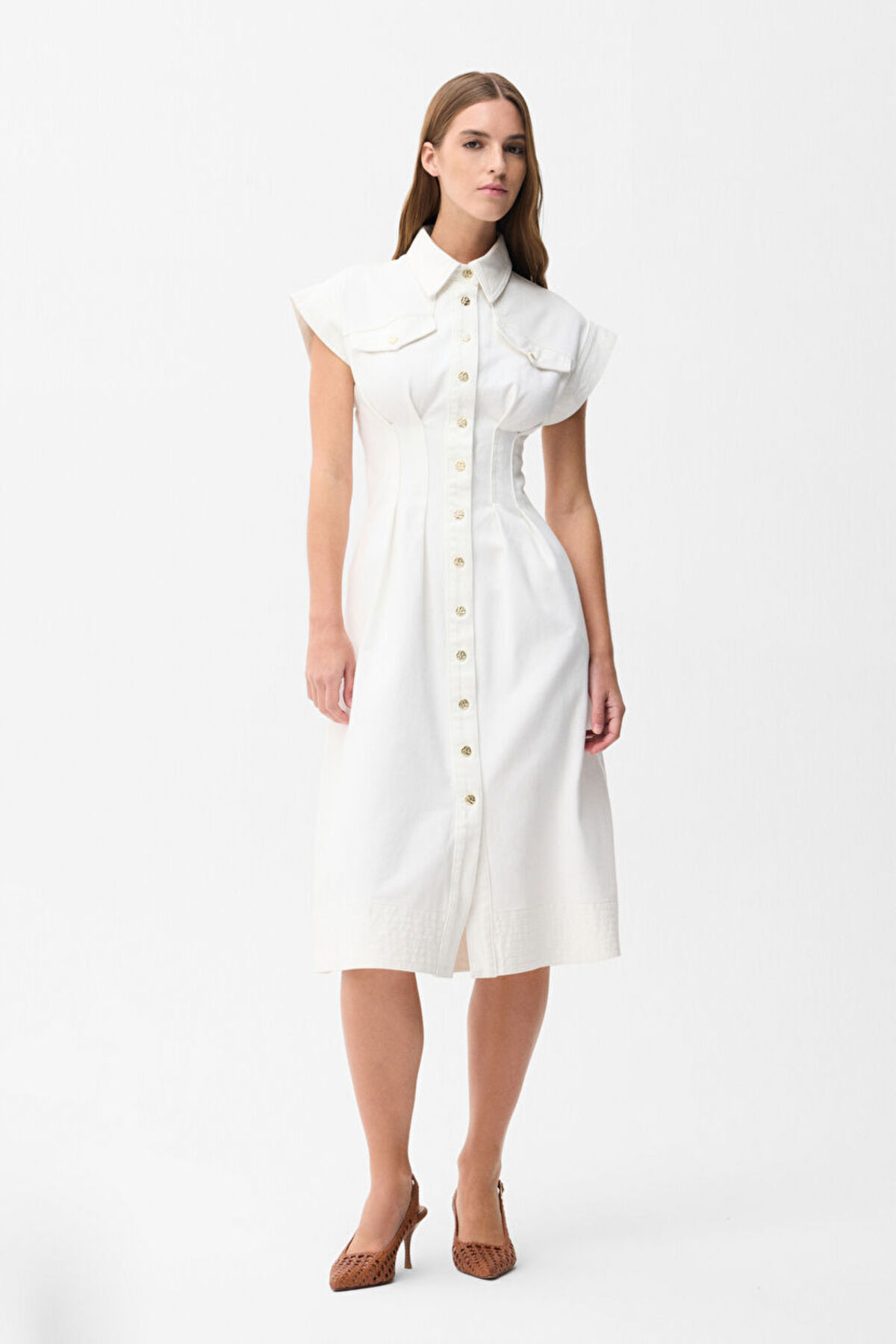 adL  Dikiş Detaylı Denim Elbise - Görsel 4