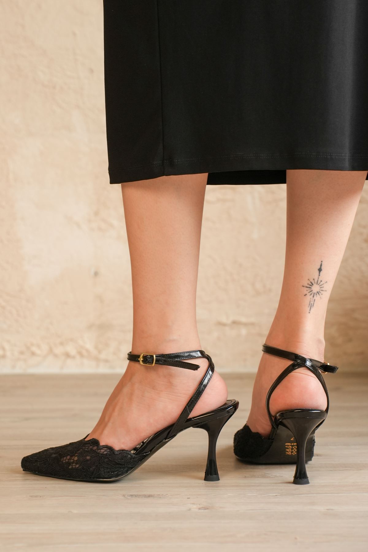 MODAADAM  Kadın Beyrut Dantellli Topuklu Ayakkabı - Siyah - Görsel 2