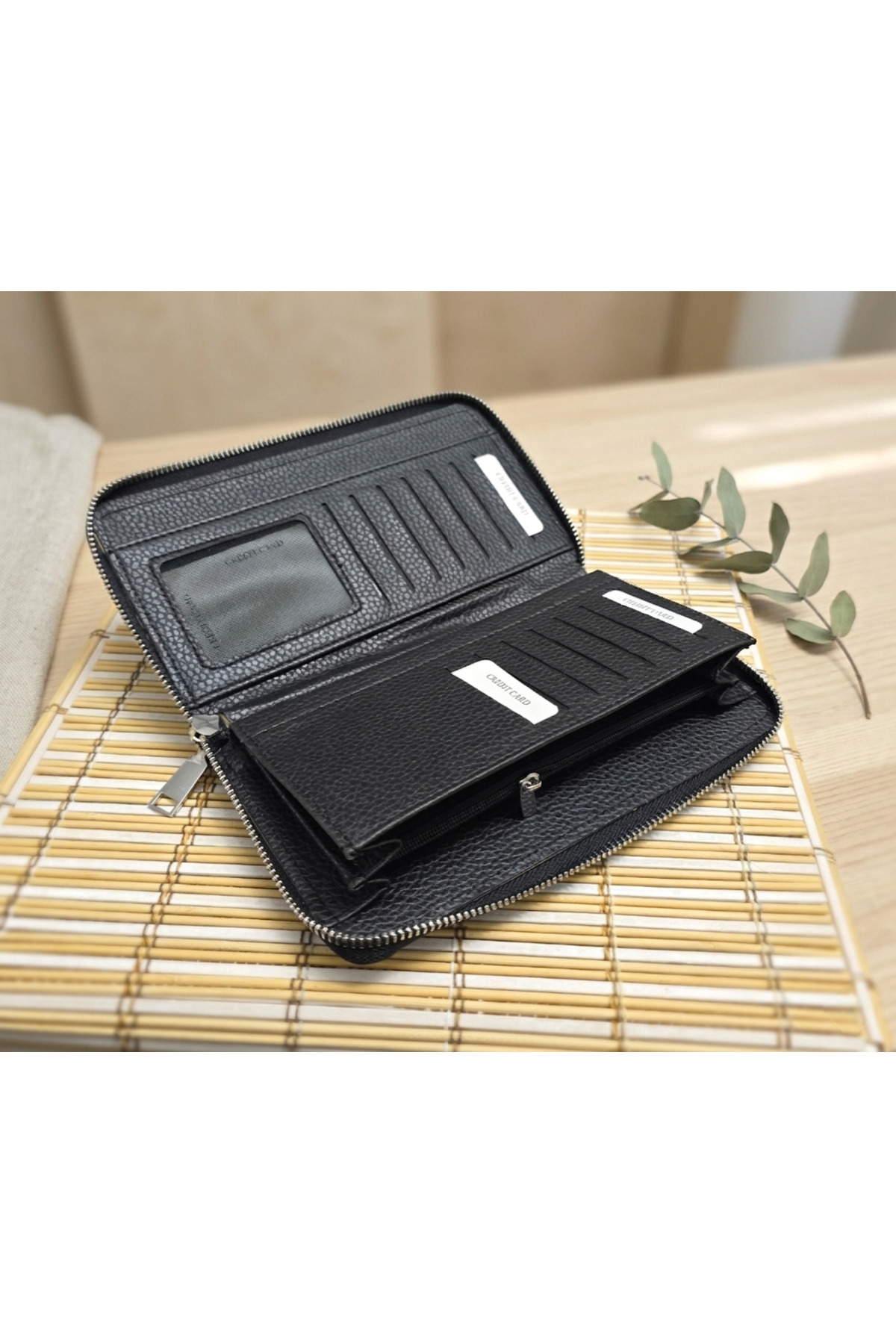 PASSTELL Unisex Metal Diş Fermuarlı Büyük Boy El Portföyü ve Telefon Koymalı Cüzdan görsel 3