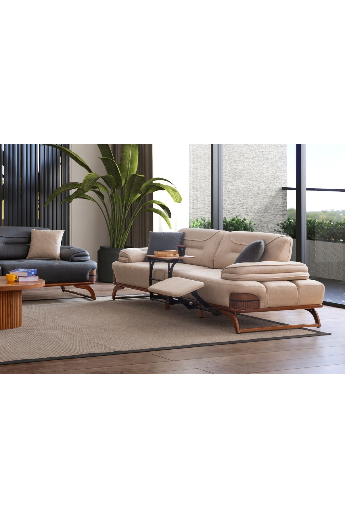 ナチュレオ31個セット Vivense JAGUAR DİNLENME MODÜLLÜ VE SEHPALI ÜÇLÜ KOLTUK, BEJ