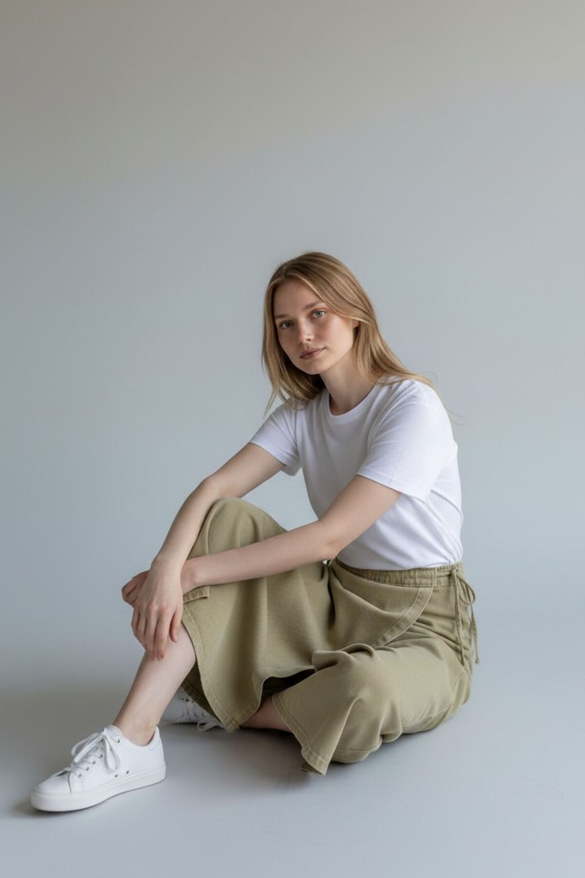 VELLICHOR  YANDAN BAĞLAMALI DENİM ETEK- HAKİ - Görsel 5