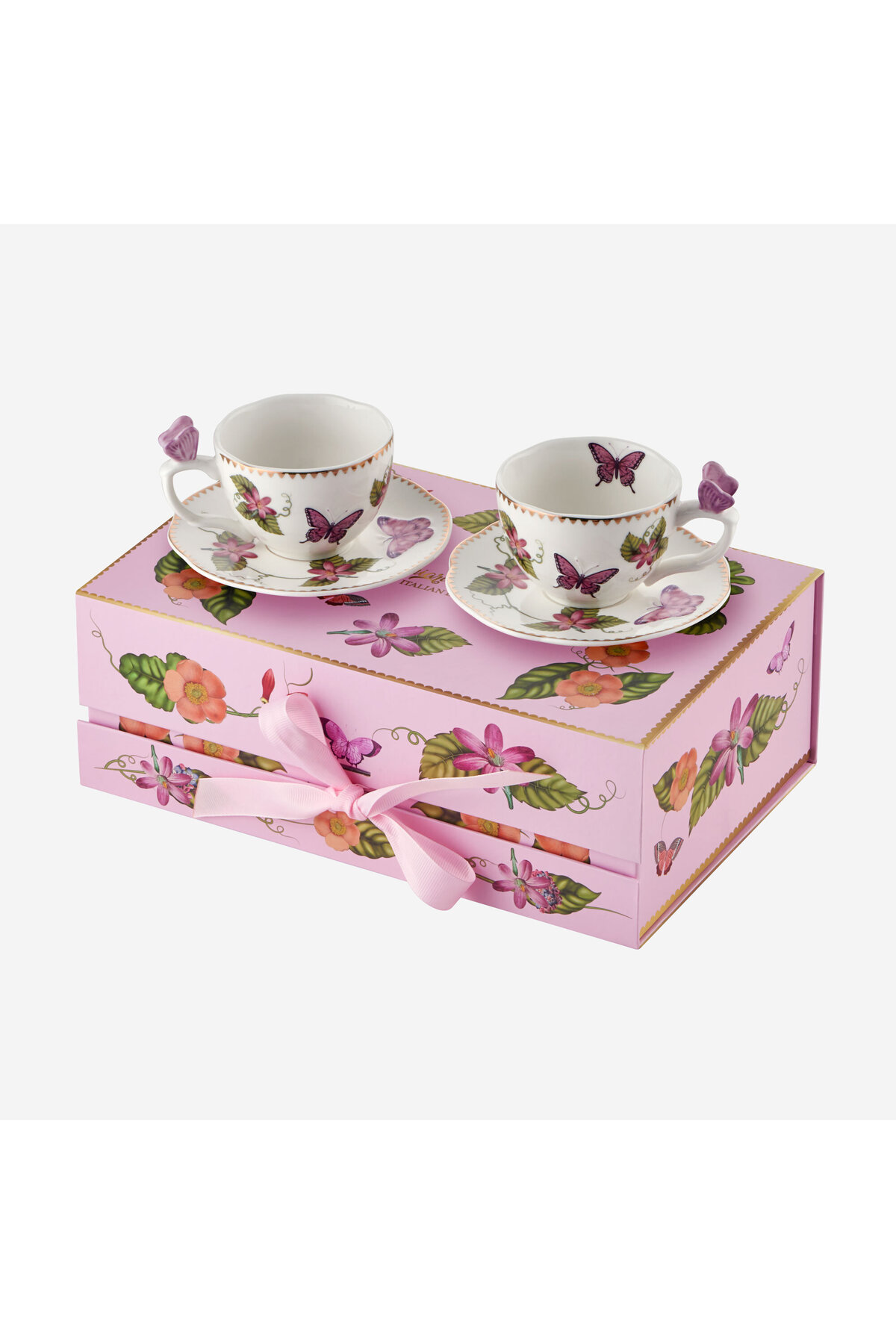 Butterfly Purple Porcelain Coffee Cup Set 120 Ml
