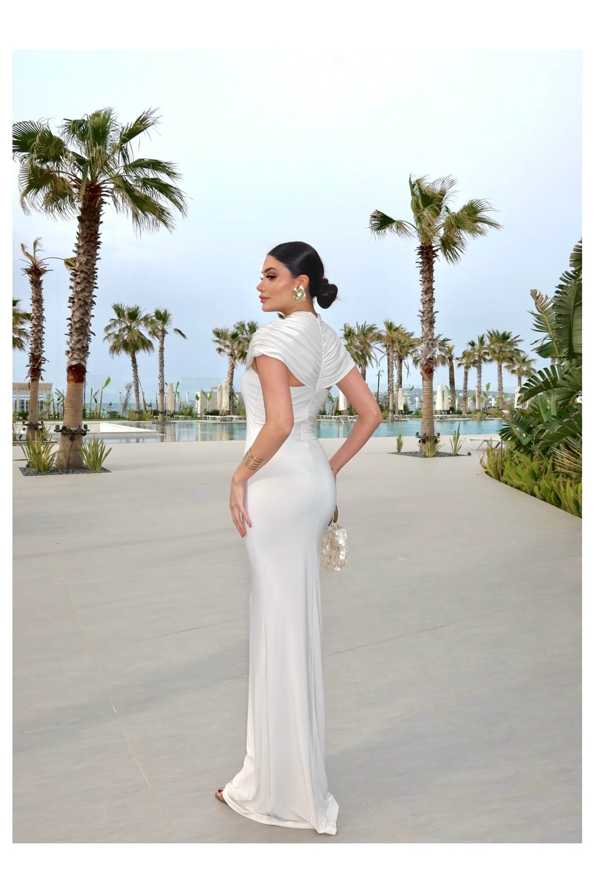 ESRAHELVACI  EH Collection Drape Yaka Maxi Elbise - Görsel 5