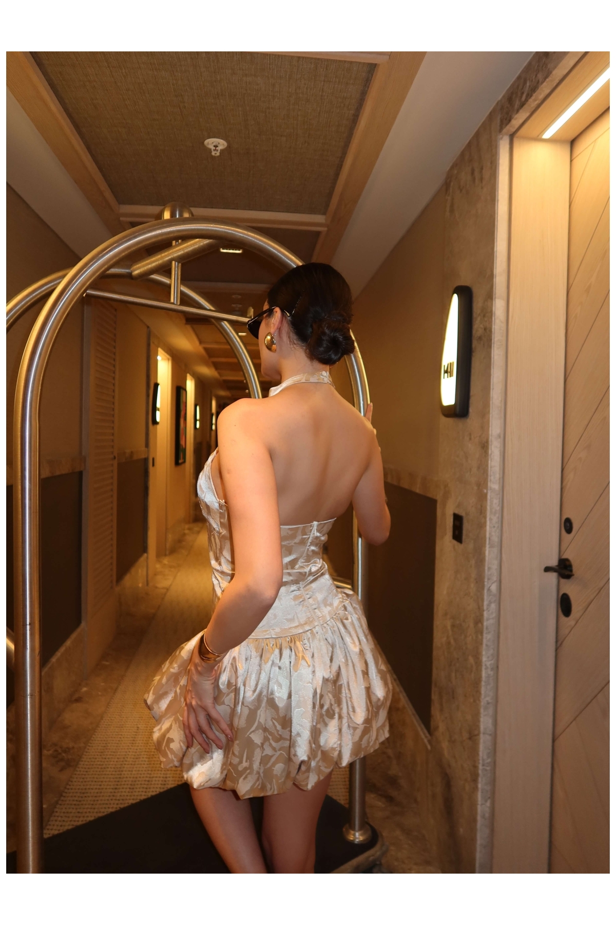 ESRAHELVACI  EH Collection Işıltılı Balon Mini Elbise - Görsel 6