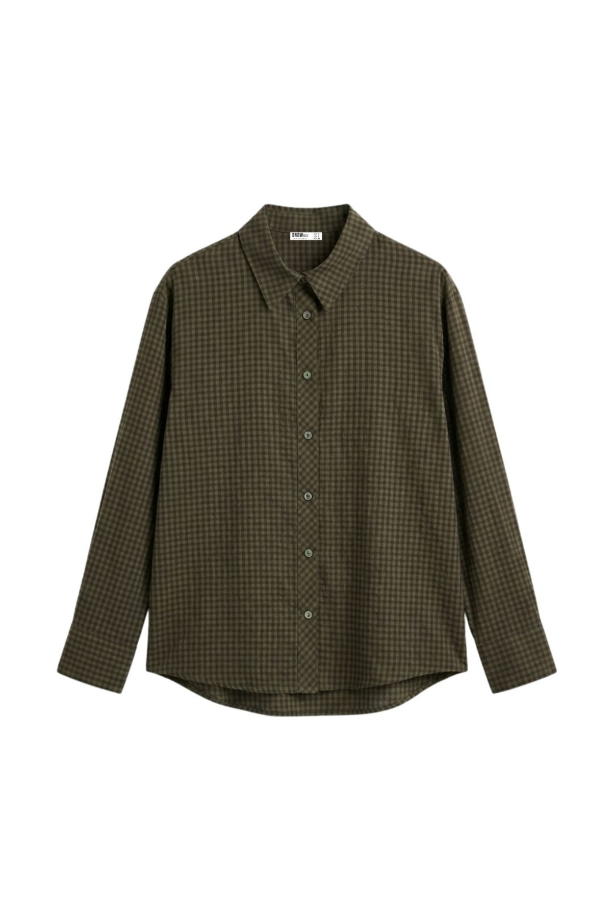 Toum Haki Oversize Ekose Desenli Oversize Gömlek görsel 3