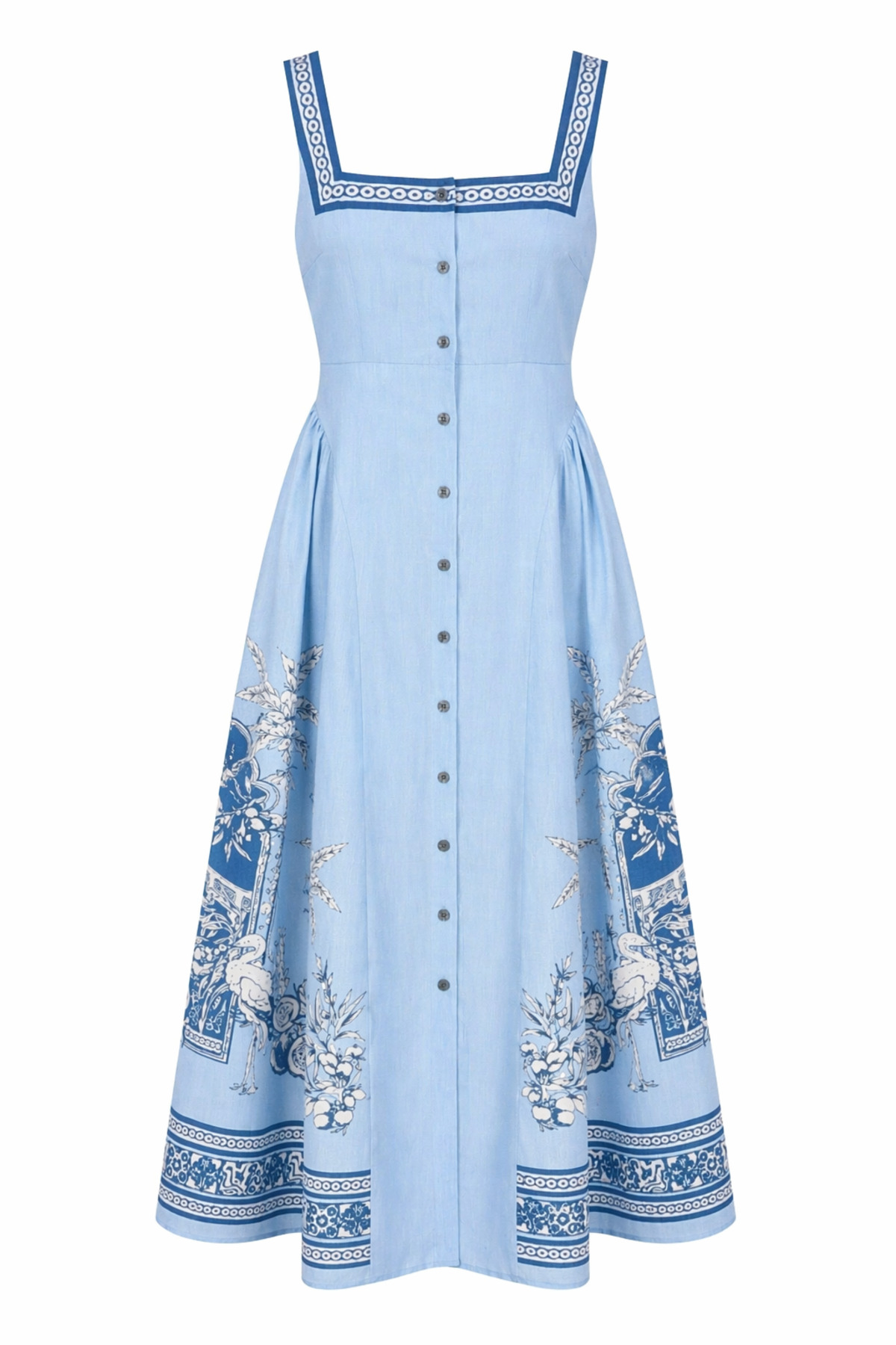 HAZELANNA Blue Patterned Corsage Dress