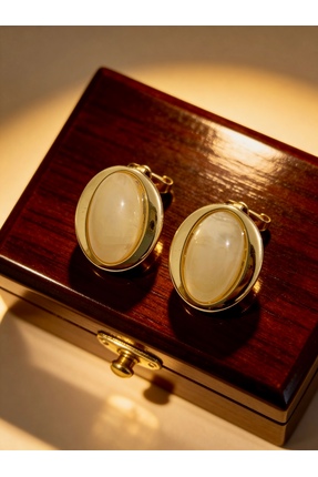 ayoljewelry Kadın Gold Çelik Vintage Dokulu Oval Küpe - Retro Elegance Renkli...