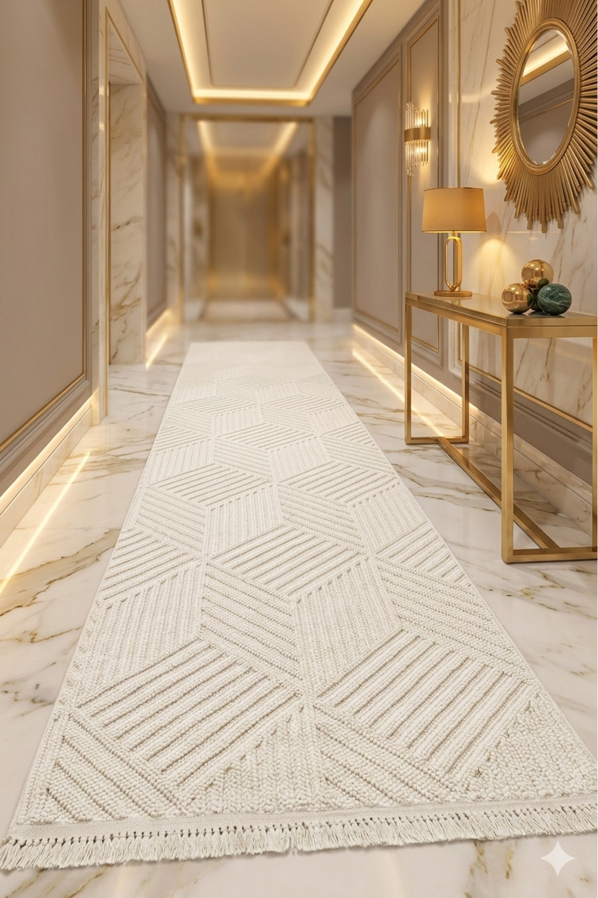 Natural Curly Soft Textured Scandinavian Runner Woven Carpet Living Room Kitchen Carpet Corridor