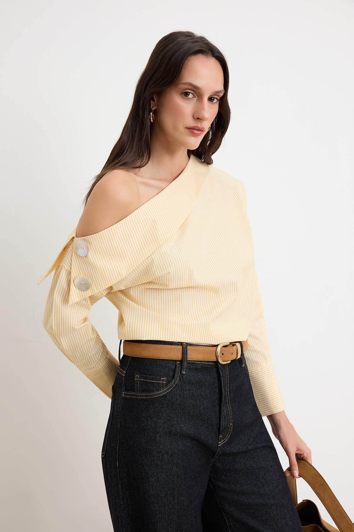 Trendyol Kollektion Gelb-Mehrfarbige gewebte Bluse mit Unterteil und Oberteil...