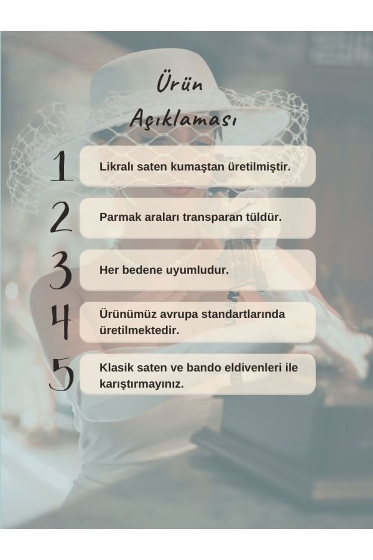 Sed da Exclusive Siyah Mat Saten Gelin Eldiveni büzgülü püsküllü görsel 4